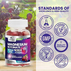 Magnesium Glycinate Supplement Gummies - Magnesium Supplement with Bone Muscle Heart Health & Sleep Support - Gentle on Stomach & Chelated for Max Absorption - Grape Flavor & Sugar Free - 60 Gummies