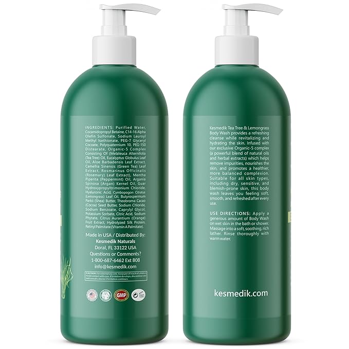 Tea Tree Lemongrass Body Wash MaxTherapy, Itchy Skin Relief, Antifungal Defense, Fights Body Odor, Soothes Jock Itch & Athlete's Foot, Intimate Wash, Men & Women, 2-Pack, Limited Edition