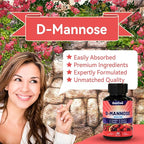 D-Mannose Supplement – 1000mg Capsules with Cranberry, Vitamin C, Hibiscus & Dandelion Extract, Support Urinary Health, D Mannose & Cranberry Capsules, 90 Count(Pack of 2)