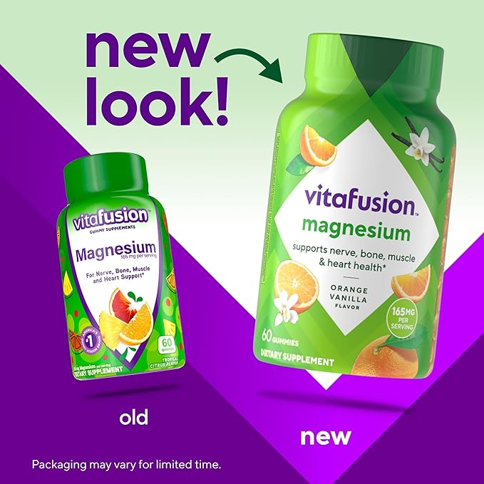 vitafusion Magnesium Gummy Supplement, Bring calm to your vitamin routine, Tropical Citrus Flavor, 60 Gummies