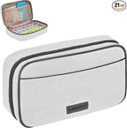 Weekly Travel Pill Organizer 3 Times A Day Pill Case for Purse with Removable 7 Day Pill Box Holder,Cute Medication Organizer Pill Container for Medicine, Vitamin, Supplement(Dark Grey, Large)