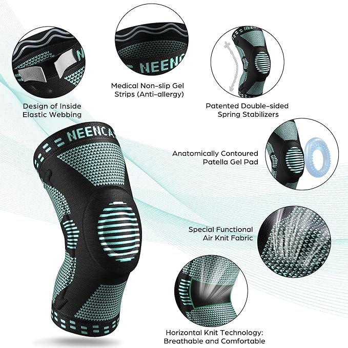 NEENCA Knee Brace for Knee Pain Relief, Medical Knee Support with Patella Pad & Side Stabilizers, Compression Knee Sleeve for Meniscus Tear, ACL, Arthritis, Joint Pain, Runner, Sport- FSA/HSA APPROVED