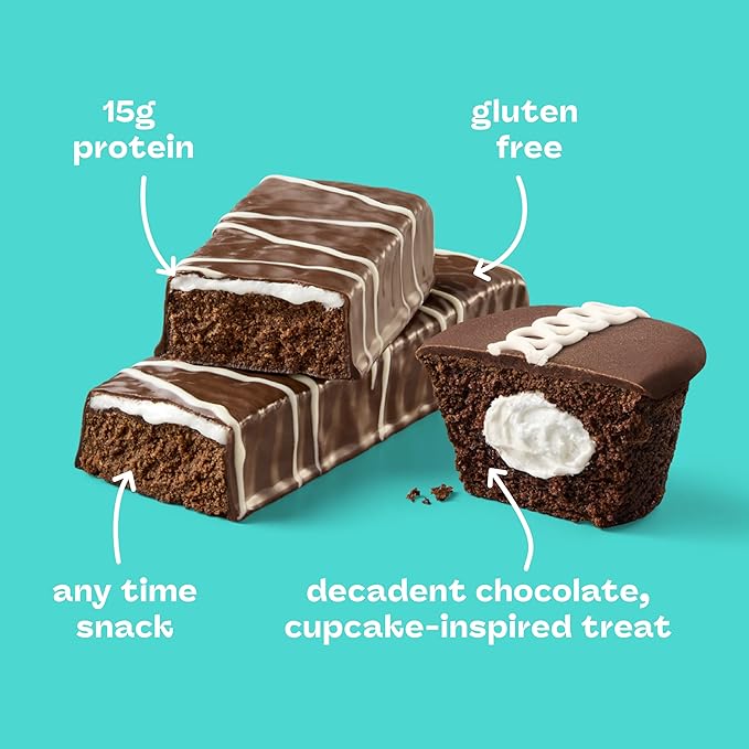 think! Protein Bars, High Protein Snacks, Gluten Free, Kosher Friendly, Sweet Treat, Chocolate & Creme Cupcake, 10 Count (Packaging May Vary)