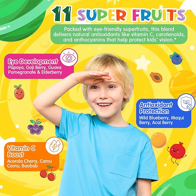 Kids Super Greens Gummies, Superfood Multivitamin for Kids, 20+ Veggie, Fruit, Vitamin, Mineral, Probiotic, Kids Vitamin Gummies for Growth, Immunity, Digestion, Picky Eater Approved, Sugar Free 2Pack