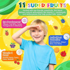 Kids Super Greens Gummies, Superfood Multivitamin for Kids, 20+ Veggie, Fruit, Vitamin, Mineral, Probiotic, Kids Vitamin Gummies for Growth, Immunity, Digestion, Picky Eater Approved, Sugar Free 2Pack