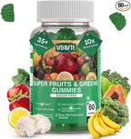 VIDAVITE Sugar-free Super Greens Gummies — US-Made, 35+ Fruit and Veggie gummies to Boost Immunity, Skin & Gut Health — Ideal Fruits and Vegetables Supplement for Adults & Picky Teens (30-Days Supply)