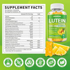 Lutein Gummies 25mg, Lutein and Zeaxanthin Supplements Eye Vitamins Gummies for Support Blue Light Protection, Vision & Overall Eye Health, Sugar Free, Pineapple Flavor, 60 Count