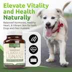 Lignans for Life Flaxseed Lignans for Dogs & People + SDG - Omega 3 Fatty Acids, High Fiber Antioxidants - Improve Shiny Coat, Digestive & Heart Health for Dogs, 35mg, 90 Flaxseed Capsules, 1 Pack