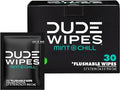 DUDE Wipes On-The-Go Mint Chill Travel Wipes - 30 Count (Individually Wrapped) - Extra-Large Adult Flushable Wipes - Infused with Tea Tree Oil, Vitamin E, and Aloe - Septic and Sewer Safe