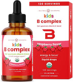 NutraChamps Vitamin B Complex for Kids, B1, B2, B3, B6, B7, B9 & Methyl B12, Kids B Complex Liquid Drops Supplement, Energy, Focus, Metabolism, Natural Berry, 120 Servings, 4 Month Supply