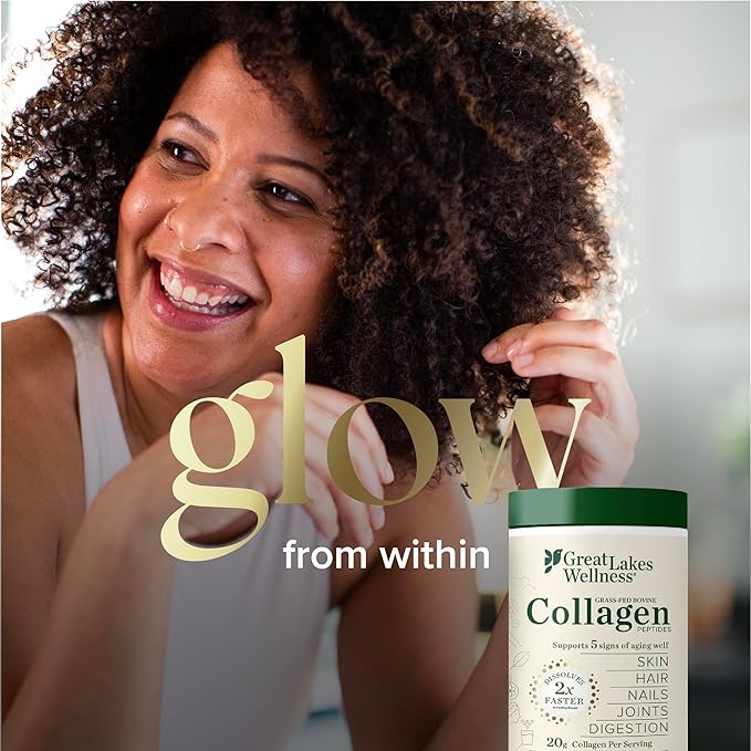 Great Lakes Wellness Collagen Peptides Powder – Supports Skin, Hair, Nails, Joints & Digestion – Hydrolyzed, Quick Dissolve, Non-GMO, Keto & Kosher – Pure Collagen Protein (32 oz, 45 Servings)