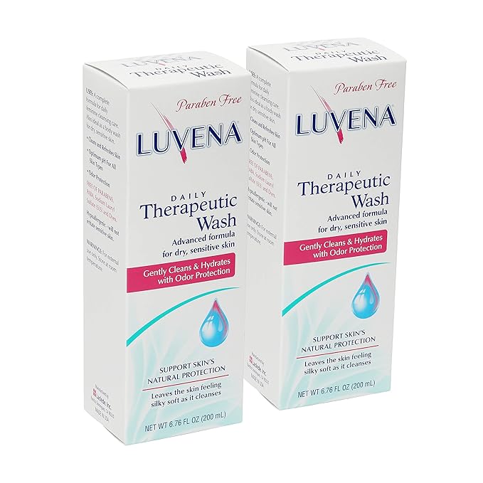 LUVENA Personal Wash - Intimate Wash for Women - Gentle Feminine Wash to Help Moisturize and Resist Odor - pH Balanced, Vitamin E, Paraben Free - Sweet Pea Scented 2pk- (6.76 oz)