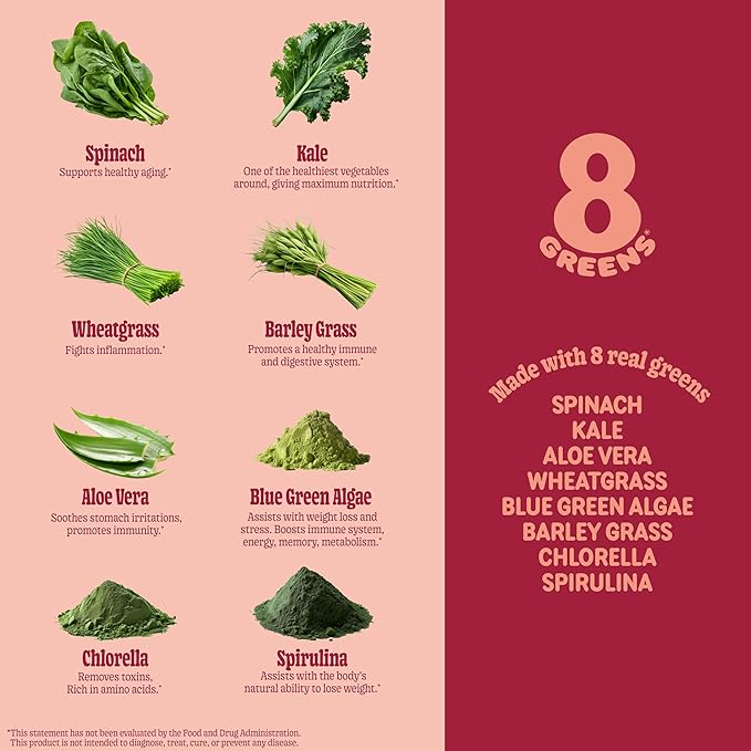 8Greens, Daily Greens Peach Gummies, 50 Count