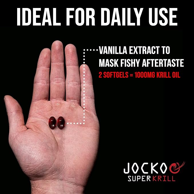 Jocko Fuel Antarctic Krill Oil Omega 3 Fatty Acid Supplements DHA & EPA - 1000mg Softgels - Supports Joints, Mobility & Mental Function (60 Softgels) (Pack of 2)