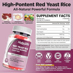 Hollgend Red Yeast Rice with Coq10 Gummies Sugar Free, Organic Red Yeast Rice 2400mg for Cholesterol Lowering Supplements, Enhanced with Coenzyme Q10 200mg for Heart Health Support, 60 Chewables