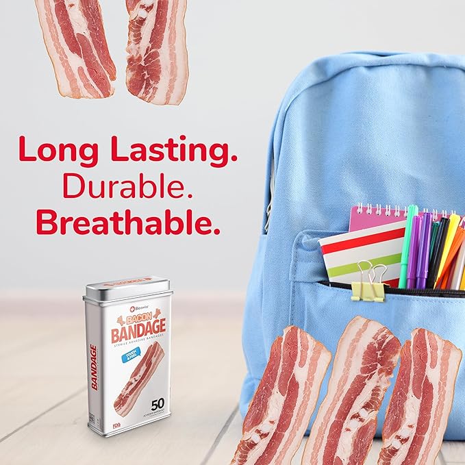 BioSwiss Bandages, Bacon Shaped Self Adhesive Bandage Set, Latex Free, Sterile Wound Care, 50 Count