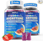 Kids 4+ Nighttime Multivitamin, Melatonin Free Sleep Aid Gummies w/Magnesium Glycinate, Saffron, L-Theanine, Calcium, Inositol, D3+K2, Zinc Supports Calm Mood, Brain, Bone & Immune, Sugar Free, 2 Pack