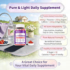 Vegan L-Theanine Gummies 200mg with Caffeine(100mg), Korean Red Ginseng & Ginkgo Biloba- Brain Supplement for Focus, Memory & Energy, Sugar-Free, No Jitters, 120 Counts