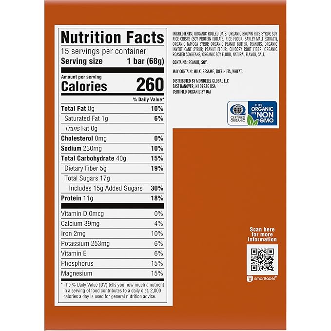 CLIF BAR - Energy Protein Bars - Crunchy Peanut Butter - Made with Organic Oats - Energy Bars - Non-GMO - (15 Pack)