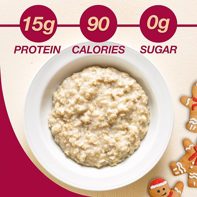 ProtiDiet High Protein Gingerbread Oatmeal - 15g Protein - Low Fat, Sugar Free Instant Oatmeal for a Satisfying and Nutritious Breakfast with Essential Nutrients - 7 Packets Per Box
