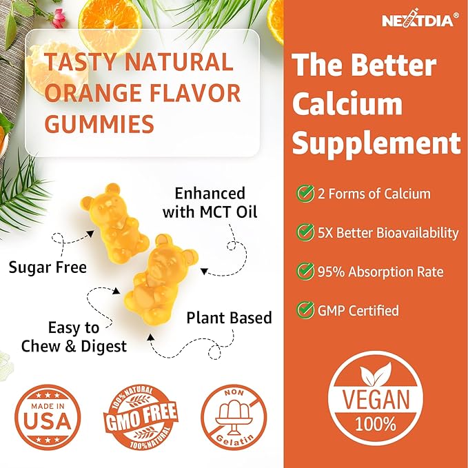 Calcium Gummies with Turmeric for Women & Men - Calcium 1200mg with Vitamin D3 K2 B12 5000 IU & Zinc, Suger-Free Calcium Supplement for Bone, Muscle Strength & Immune Support - Vegan(60 Count)