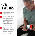 Force Factor Men’s Multivitamin 50 Plus, Multivitamin for Men with 26 Vitamins and Minerals, and Phytonutrients to Support Energy, Immunity, and Muscle Function, 60 Tablets