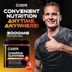Creatine Gummies - 90 Vegan Friendly Chews - USA Made - Boosts Recovery - Builds Muscle - Enhanced Cognitive Benefits (Large, Strawberry Lemonade)