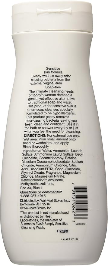 Equate Feminine Wash Sensitive Skin Fresh Scent 15 oz