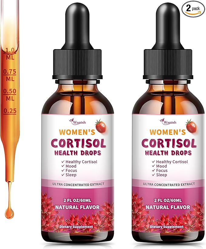 Cortisol Supplements for Women Liquid Drops, Natural Herbal Extract Complex for Women, Maintain Healthy Cortisol Levels - 60 Day Vegan Supply