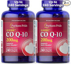 Puritan's Pride Coenzyme CoQ10 200mg, Dietary Supplement for Heart Health, Oral Gum Health, and Healthy Aging Support, 240 Rapid Release Softgels, 2-Pack
