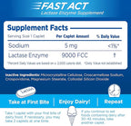 Lactaid Fast Act Lactose Intolerance Caplets with Lactase Enzyme, Dairy Relief from Gas, Bloating & Diarrhea, 9000 FCC Lactose Intolerance Pills, 96 Individual Travel On-The-Go Packs (96 x 1 ct)