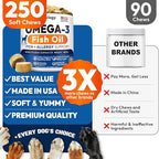 Omega 3 for Dogs - 250 Fish Oil Chews for Dog Shedding, Allergy & Itch Relief, Hot Spot Treatment - Advanced Skin & Coat Supplement - Joint Health - EPA & DHA Fatty Acids - Salmon Oil & Probiotics