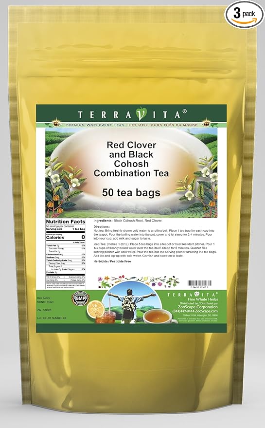 Red Clover and Black Cohosh Combination Tea (50 tea bags, ZIN: 512985) - 3 Pack