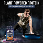 Vega Sport Vegan Protein Powder + Recovery - 30g Plant Based Protein per Serving, Peanut Butter, 19 Servings, 5g BCAAs, Probiotics, NSF Certified, for Shakes & Smoothies, 1.8lbs (Packaging May Vary)