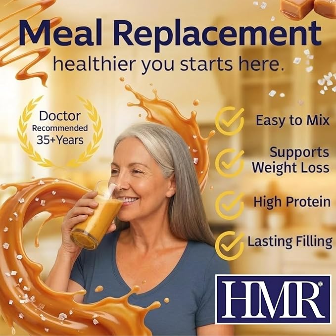 HMR 120 Shake Meal Replacement Powder | Salted Caramel Shake Mix to Support Healthy Weight Loss | 12g of Protein | Nutritional Drink | Low Calorie Food | 12 Servings