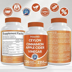 5-in-1 Ceylon Cinnamon Capsules 2355mg - Apple Cider Vinegar Capsules with Turmeric, Panax Ginseng & Bioperine - Cinnamon Supplements for Women & Men - Non-GMO, Vegan, Gluten-Free (120 Ct) (4-Pack)