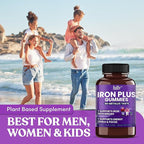 Iron Gummies Supplements for Women, Men and Kids – Health Blood & Energy Support for Iron Deficiency, Anemia, No After Taste- Fresh Grape Flavor- 100 Gummies (50 Days Supply)