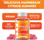 Vitamatic Magnesium Gummies 600mg per Serving – 60 Vegan Gummies – Relaxation, Muscle, Bone & Energy Support – 3 Pack