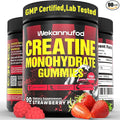 Wekannufod Creatine Monohydrate Gummies for Men & Women,5000MG Creatine Gummy Sugar Free. Boost Focus,Strength, and Endurance, Anti-Melting Formula, Vegan, Gluten-Free, Non-GMO,(Strawberry 90 ct)