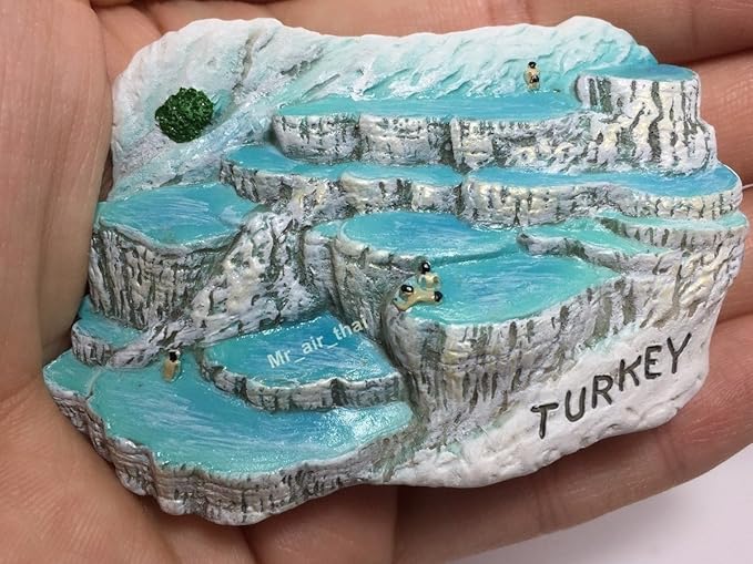 WitnyStore Tiny 2½" Pamukkale in Denizli Turkey Türkiye Magnet - Miniature Hand Made Resin 3D Asia Landmark Tourist Attractions Decorative Refrigerator Fridge Magnets Décor Collectible Souvenirs Gifts
