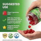 AndroFlow Saw Palmetto and Pumpkin Seed Oil Prostate Health Supplements for Men Pygeum Beta Sitosterol Lycopene Boron Zinc Selenium DIM Stinging Nettle Vitamin D, 60 Gummy Supplements By Clean Nutra