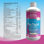 Buried Treasure Prenatal Plus DHA Complete, 16 oz Orange Banana Flavor, High Potency Liquid Formula Supplement for Before, During, Post Pregnancy, Natural DHA Omega3 Iron Vegetarian Safe w/Dose Cup