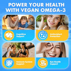 Vegan Omega-3 Gummies - 1600mg with 600mg EPA & 400mg DHA. High Absorption Formula. Delicious Orange Flavor - 60 Gummies