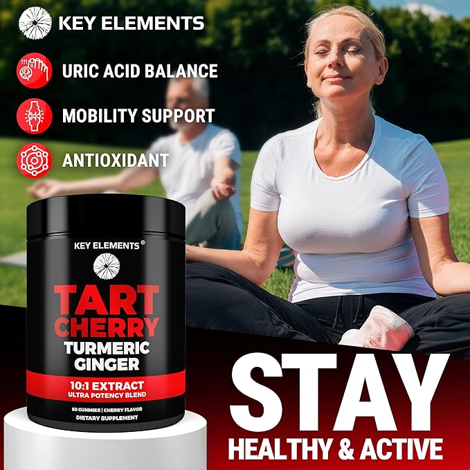 [Ultra Strength] Tart Cherry Gummies Extract with Turmeric & Ginger - Natural Tart Cherry Supplement for Uric Acid Cleanse Support & Recovery Gummies