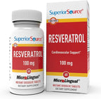 Superior Source Resveratrol 100 mg - Dietary Supplement for Healthy Aging - Supports Brain & Heart Health - Non-GMO & Gluten-Free - 60 MicroLingual Instant-Dissolve Tablets