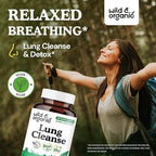 Wild & Organic Lung Cleanse Capsules - Lung Support Supplement with Mullein Leaf, Stinging Nettle, Angelica & Korean Panax Ginseng Powder - Vegan, No Fillers, Non-GMO - 120 Count