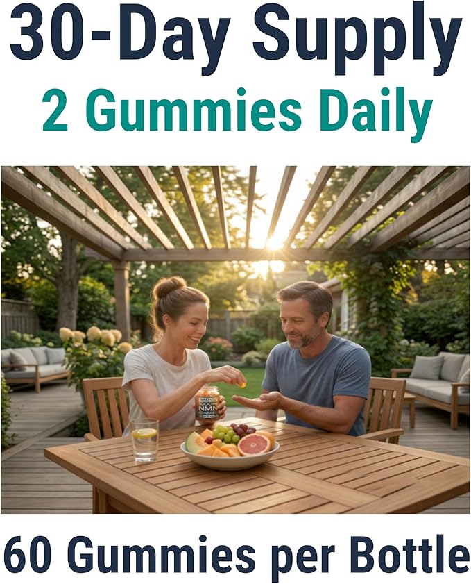 SHIZAM NMN Supplement Gummies – Nicotinamide Mononucleotide (NMN) 1000-mg per Serving | NAD+ Supplement Format | Sugar-Free NMN Gummies | 60 Gummies | 30-Day Supply