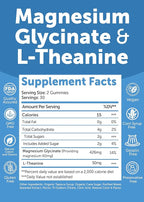 Lunakai USA Made Magnesium Glycinate Gummies with L-Theanine for Kids & Adults – 420mg Magnesium Supplement for Calm, Sleep & Stress Support - 6 Pack