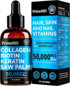 Liquid Collagen Peptides for Women - Serum Complex with Biotin Vitamin, Hydrolyzed Keratin Protein and Saw Palmetto - Comprehensive Formula for Hair, Skin, and Nails Wellness - 2fl oz (Pack of 1)