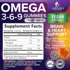 Omega 3 6 9 Gummies - Vegan Omega 3 Supplement Gummy - Essential Fatty Acids Oil 369 Complex Heart Support & Brain Support for Women, Men & Pregnancy, Fish Free Non-GMO, Orange Flavored - 60 Gummies